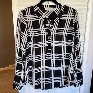 Olive & Oak Black and White Plaid Blouse